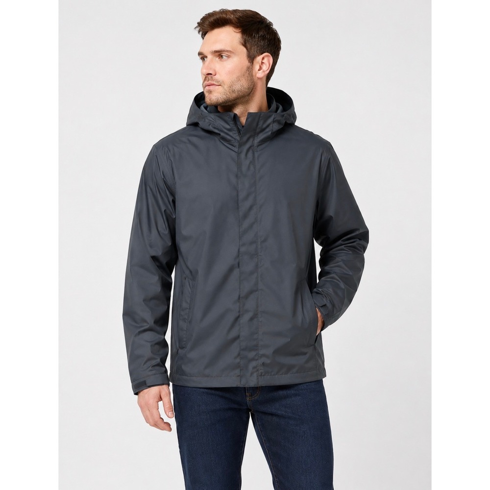 Ozark Trail Rain Jacket Mens 3XL Gray Hooded Mesh Lined Windbreaker